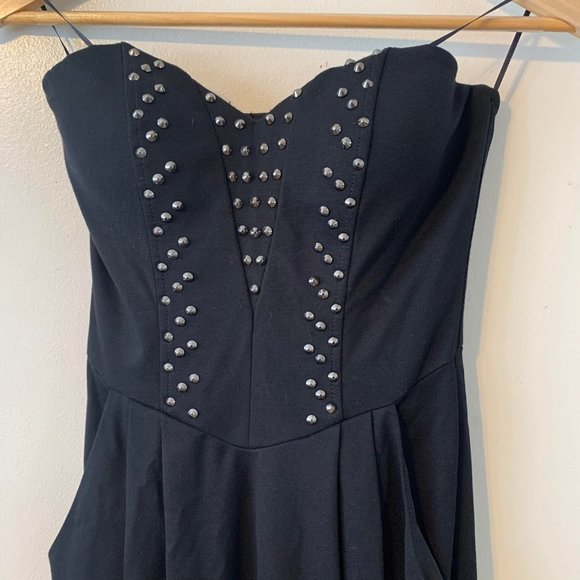 GUESS Studded Tube Strapless Cocktail New Black Dress Sz 2 - Picture 2 of 9